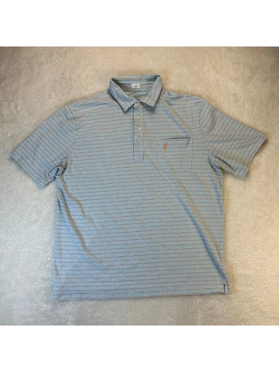 johnnie-O Other - Johnnie-O Hangin' Out Neese Polo Shirt Mens XL Blue Orange Striped Short Sleeve